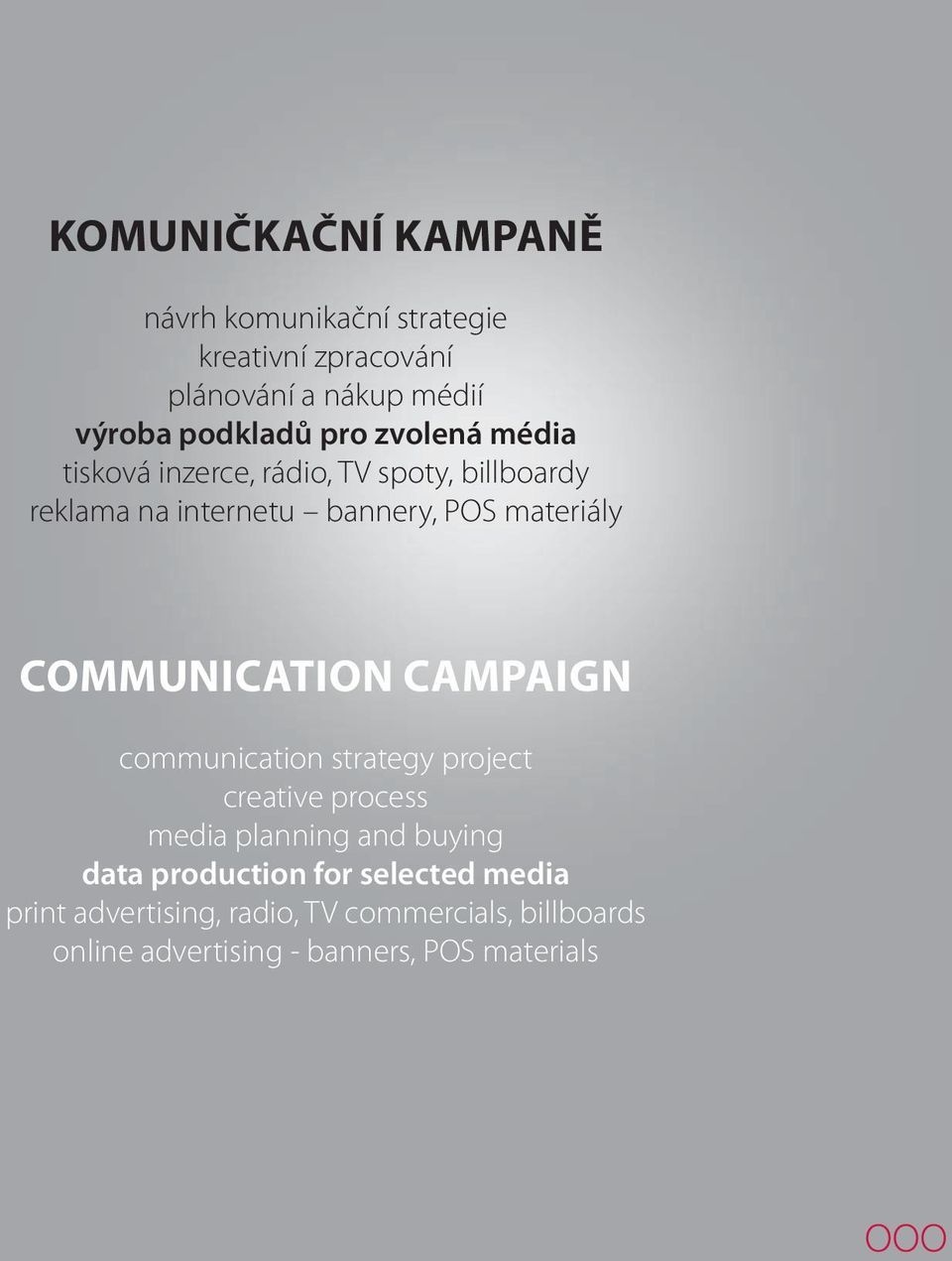 COMMUNICATION CAMPAIGN communication strategy project creative process media planning and buying data