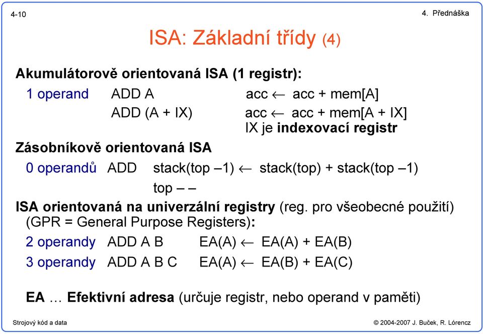 orientovaná na univerzální registry (reg.