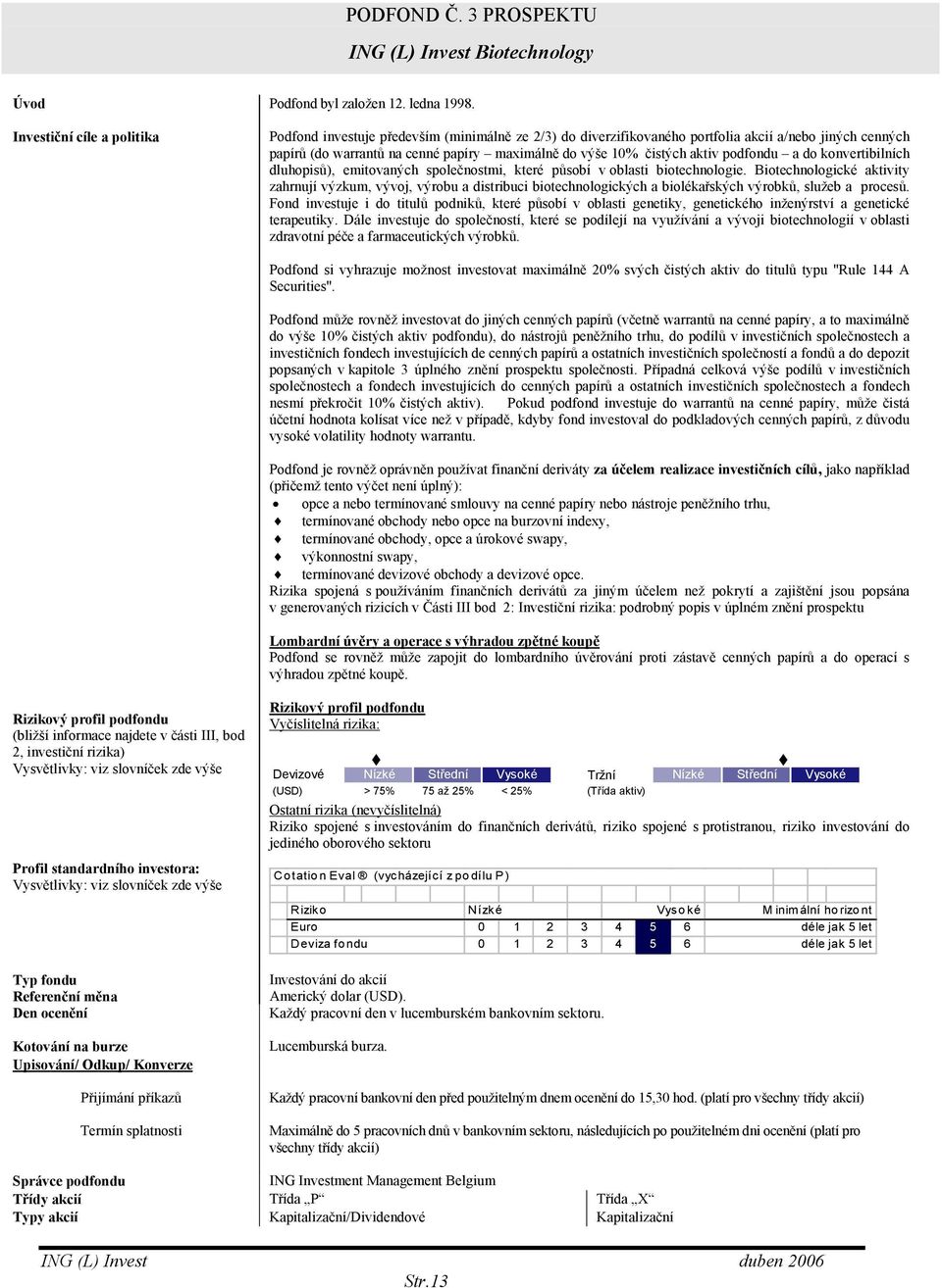 aktiv podfondu a do konvertibilních dluhopisů), emitovaných společnostmi, které působí v oblasti biotechnologie.