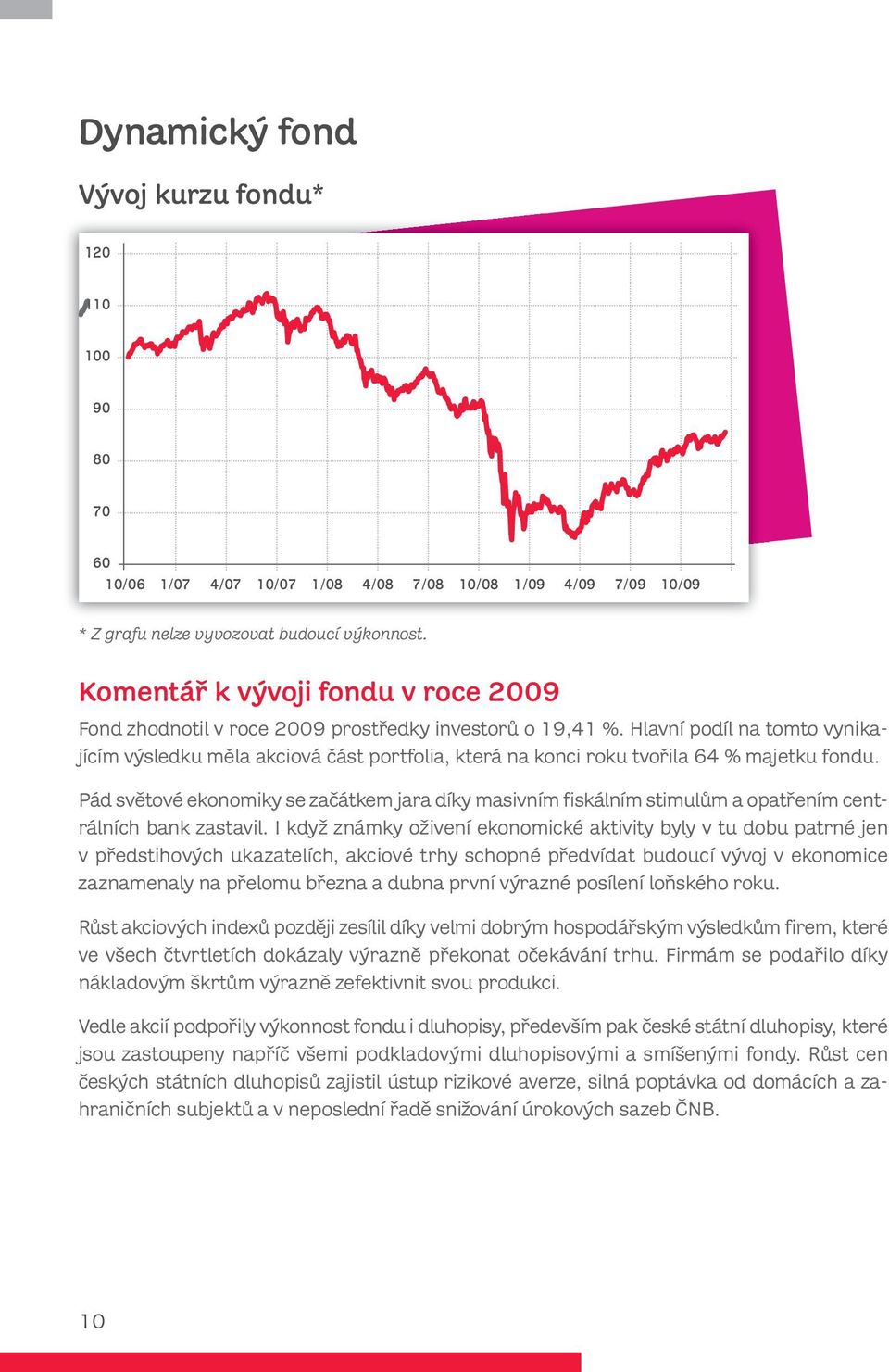 Hlavní podíl na tomto vynikajícím výsledku měla akciová část portfolia, která na konci roku tvořila 64 % majetku fondu.