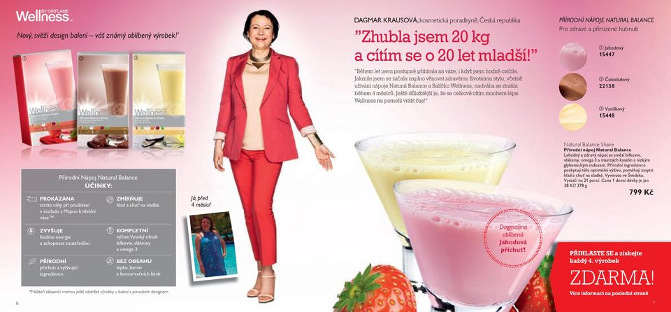 Jakmile jsem se začala naplno věnovat zdravému životnímu stylu, včetně užívání nápoje Natural a Balíčku Wellness, nadváha se ztratila během 4 měsíců.