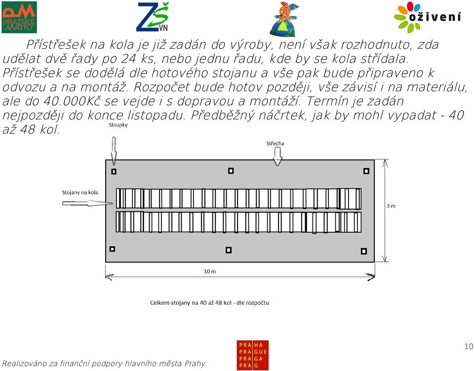 Přístřešek se dodělá dle hotového stojanu a vše pak bude připraveno k odvozu a na montáž.