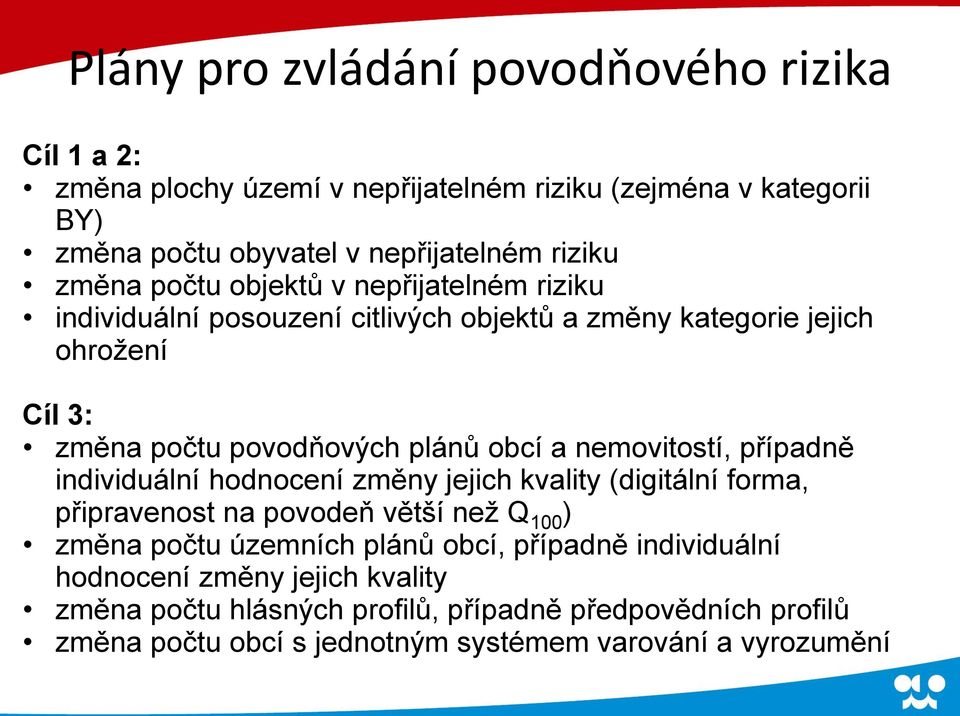 nemovitostí, případně individuální hodnocení změny jejich kvality (digitální forma, připravenost na povodeň větší než Q 100 ) změna počtu územních plánů obcí,