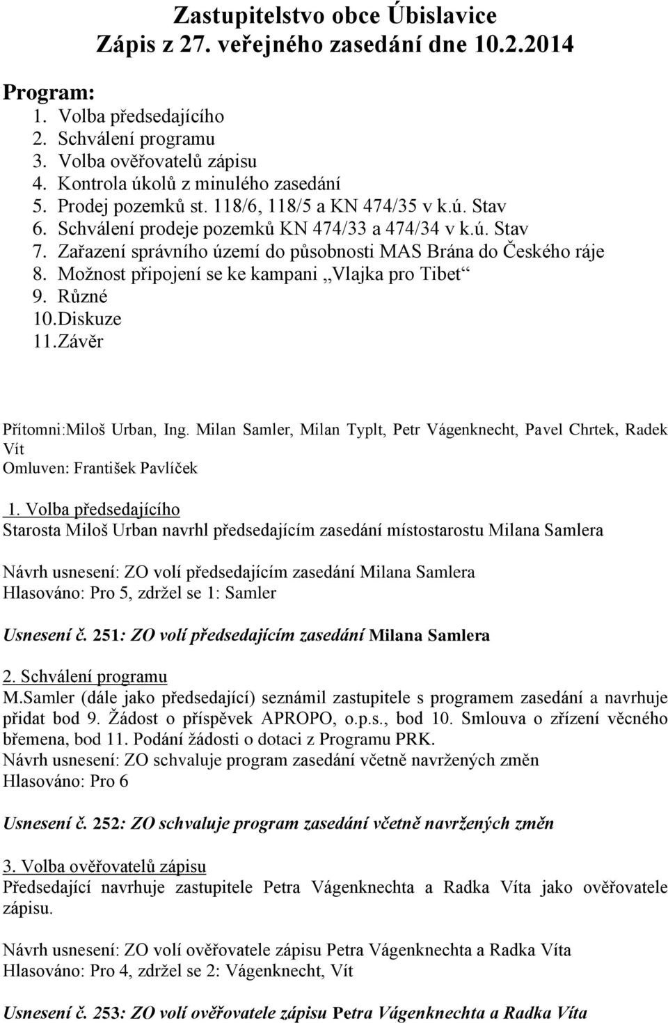 Možnost připojení se ke kampani Vlajka pro Tibet 9. Různé 10. Diskuze 11. Závěr Přítomni:Miloš Urban, Ing.