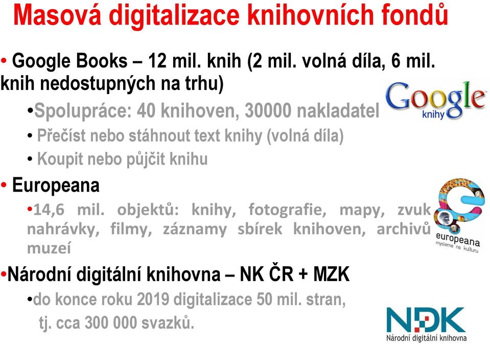 díla) Koupit nebo půjčit knihu Europeana 14,6 mil. objektů: knihy, fotografie, mapy, zvuk.