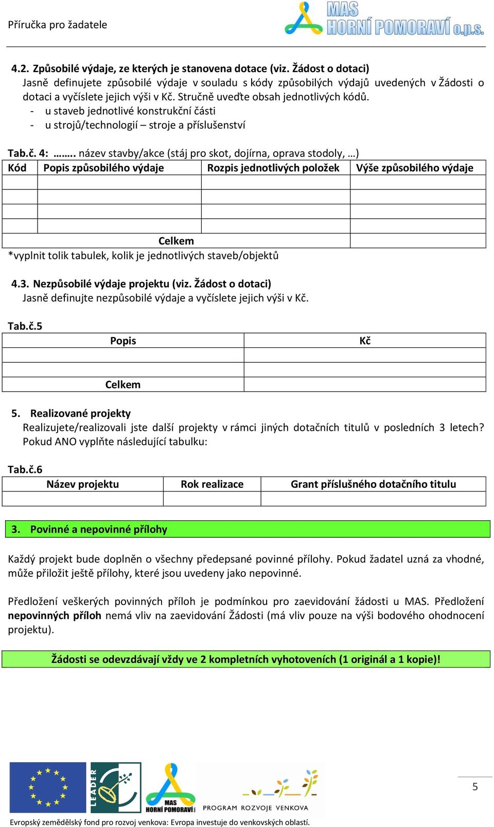- u staveb jednotlivé konstrukční části - u strojů/technologií stroje a příslušenství Tab.č. 4:.