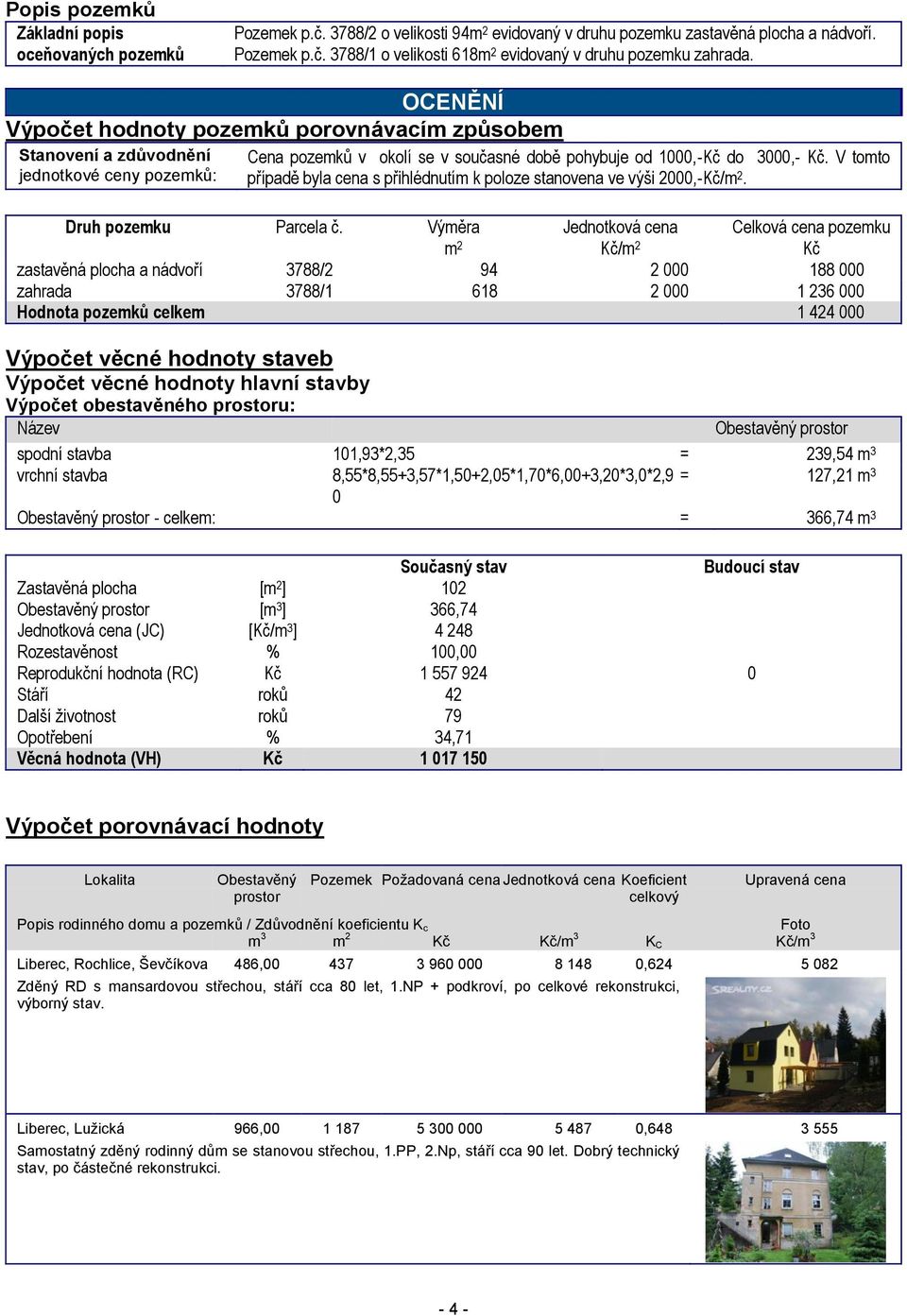 V tomto případě byla cena s přihlédnutím k poloze stanovena ve výši 2000,-Kč/m 2. Druh pozemku Parcela č.