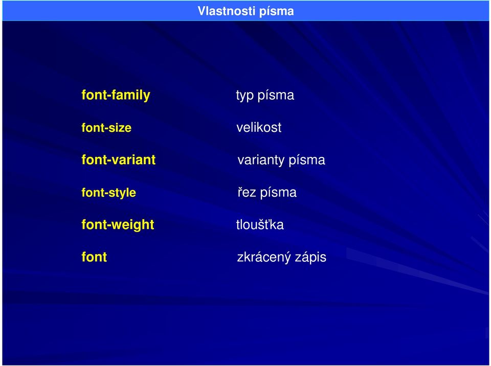 font-weight font typ písma velikost