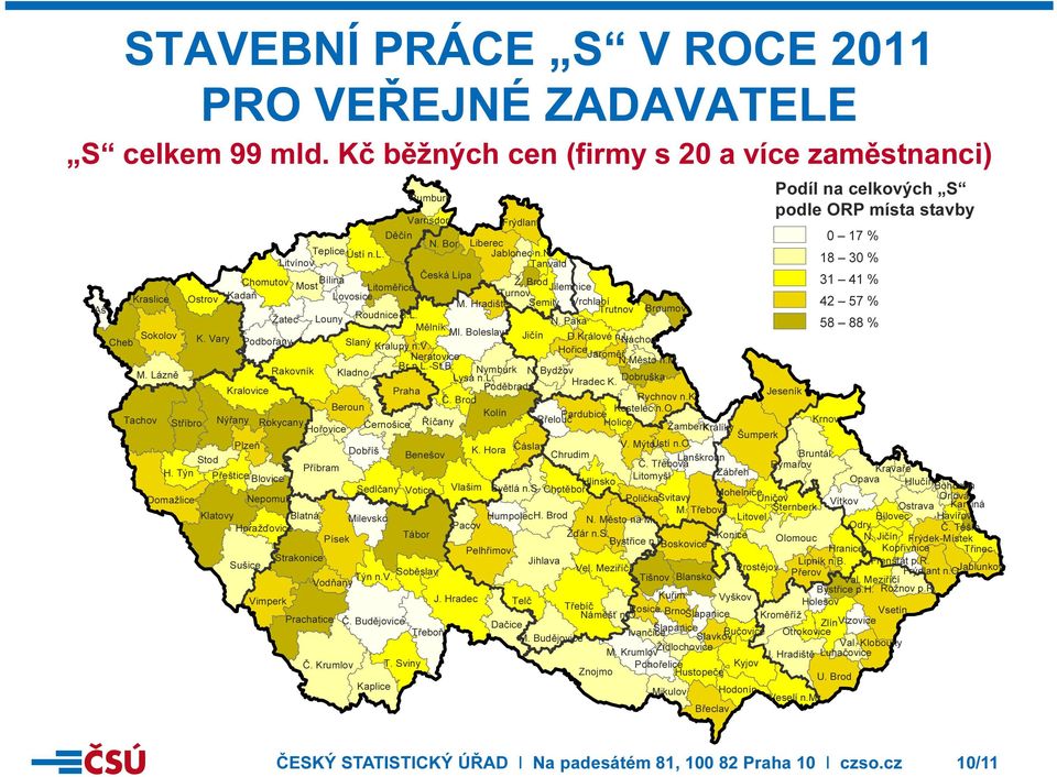 Brod Jilemnice Chomutov Most Bílina Litoměřice Turnov Kadaň Lovosice K li Kraslice O t Ostrov 42 57 % Semily Vrchlabí M. Hradiště Trutnov Broumov Aš Louny Roudnice n.l. Žatec N.