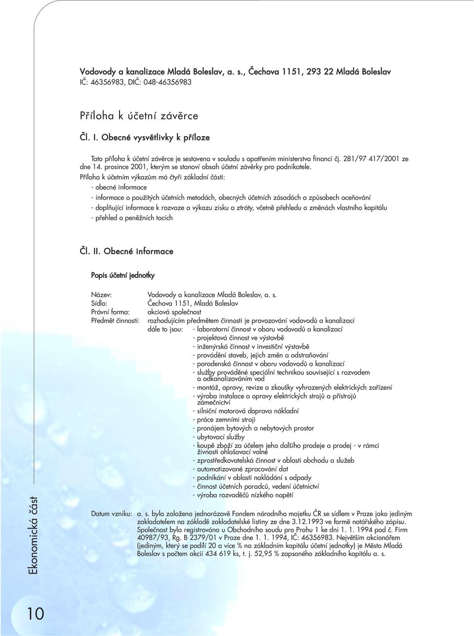 281/97 417/2001 ze dne 14. prosince 2001, kterým se stanoví obsah úèetní závìrky pro podnikatele.