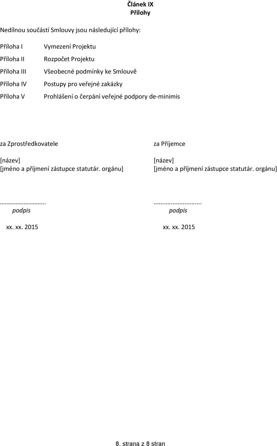 čerpání veřejné podpory de-minimis za Zprostředkovatele [název] [jméno a příjmení zástupce statutár.