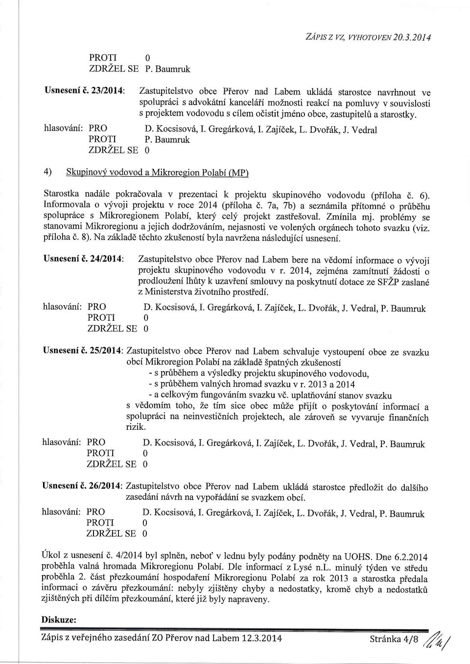 odistit jm6no obce, zastupitehi a starostky. D. Kocsisov6,I. Greg6rkov6,I. Zajidek, L. DvoiSk, J. Vedral P.