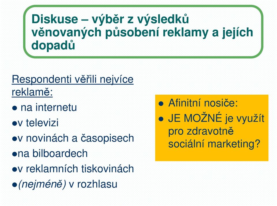 a časopisech na bilboardech v reklamních tiskovinách (nejméně) v