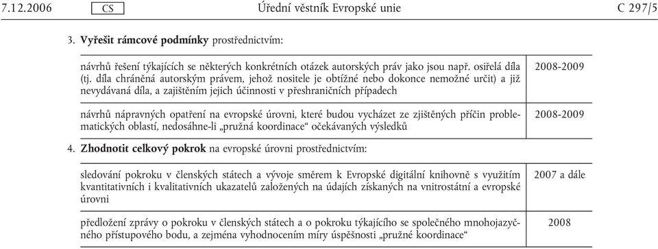 evropské úrovni, které budou vycházet ze zjištěných příčin problematických oblastí, nedosáhne-li pružná koordinace očekávaných výsledků -2009-2009 4.