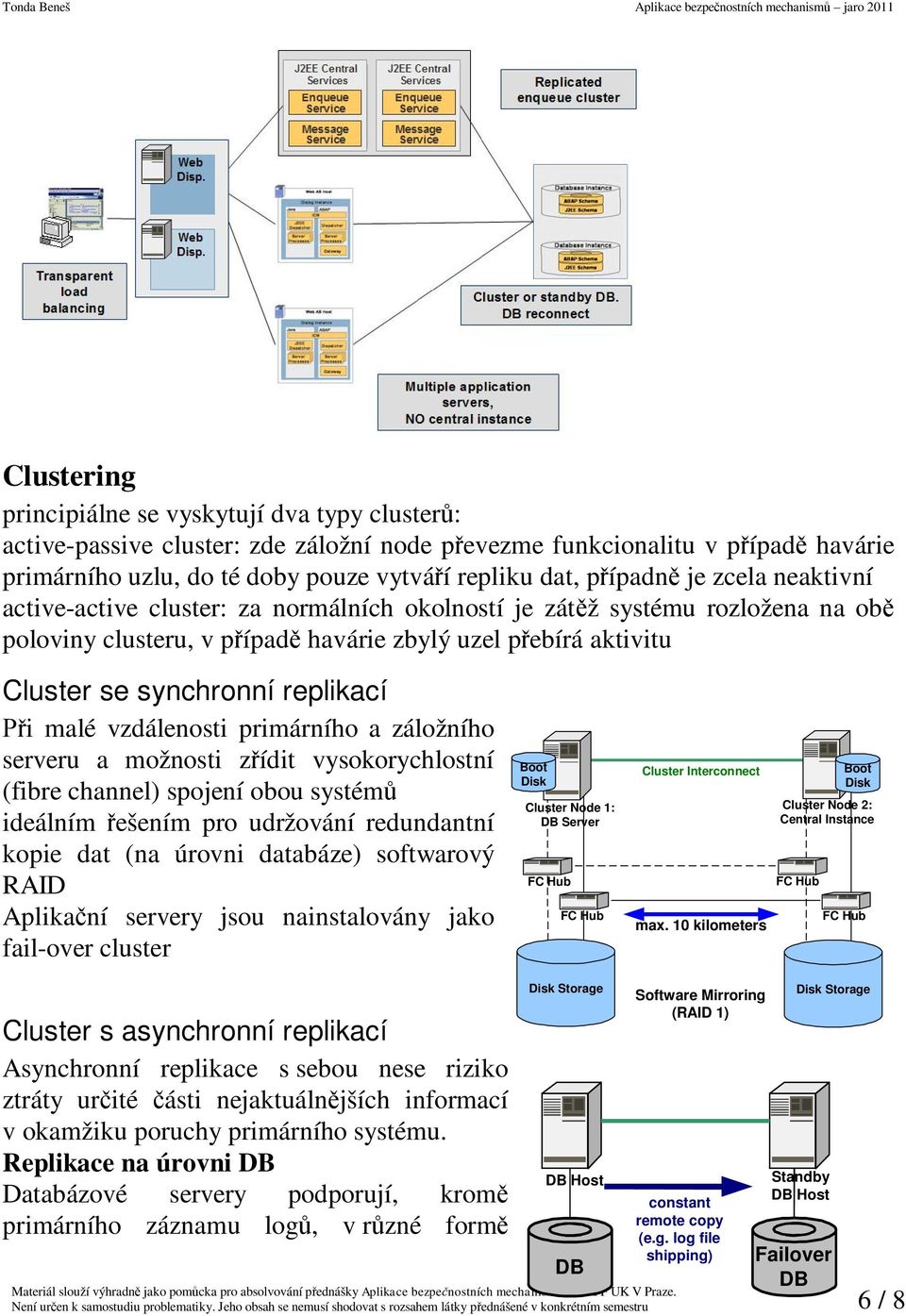 malé vzdálenosti primárního a záložního serveru a možnosti z ídit vysokorychlostní (fibre channel) spojení obou systém ideálním ešením pro udržování redundantní kopie dat (na úrovni databáze)