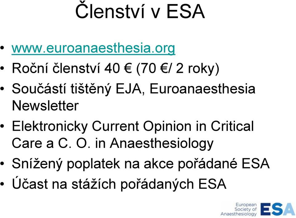 Euroanaesthesia Newsletter Elektronicky Current Opinion in