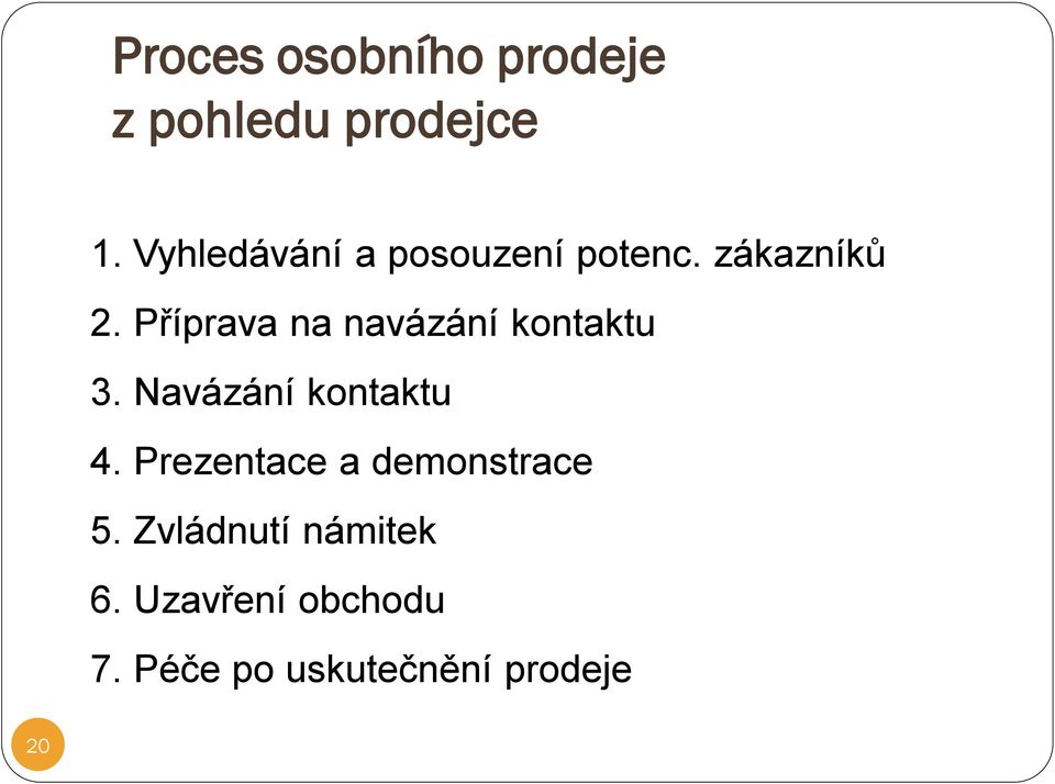 Příprava na navázání kontaktu 3. Navázání kontaktu 4.