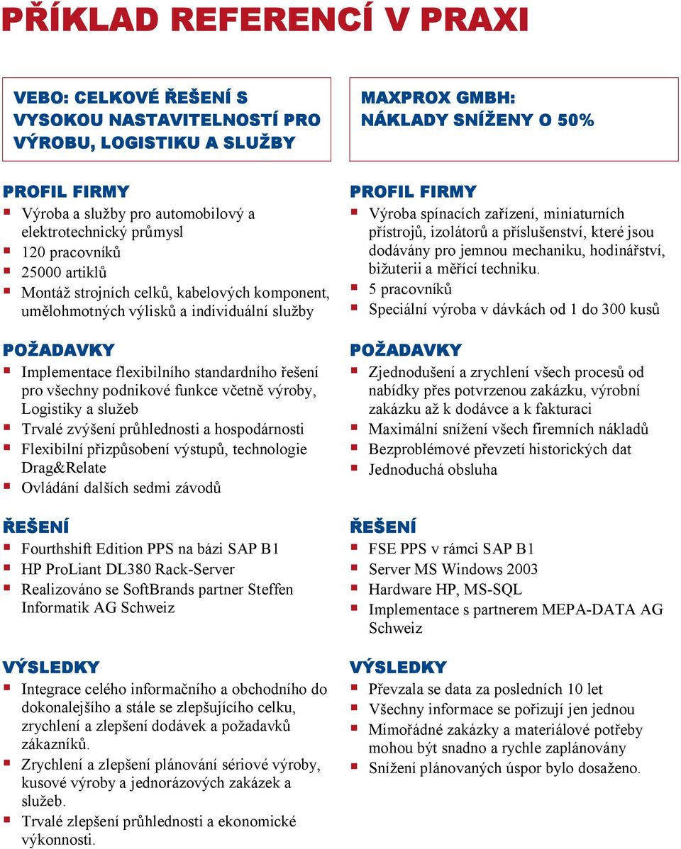 pro všechny podnikové funkce včetně výroby, Logistiky a služeb Trvalé zvýšení průhlednosti a hospodárnosti Flexibilní přizpůsobení výstupů, technologie Drag&Relate Ovládání dalších sedmi závodů