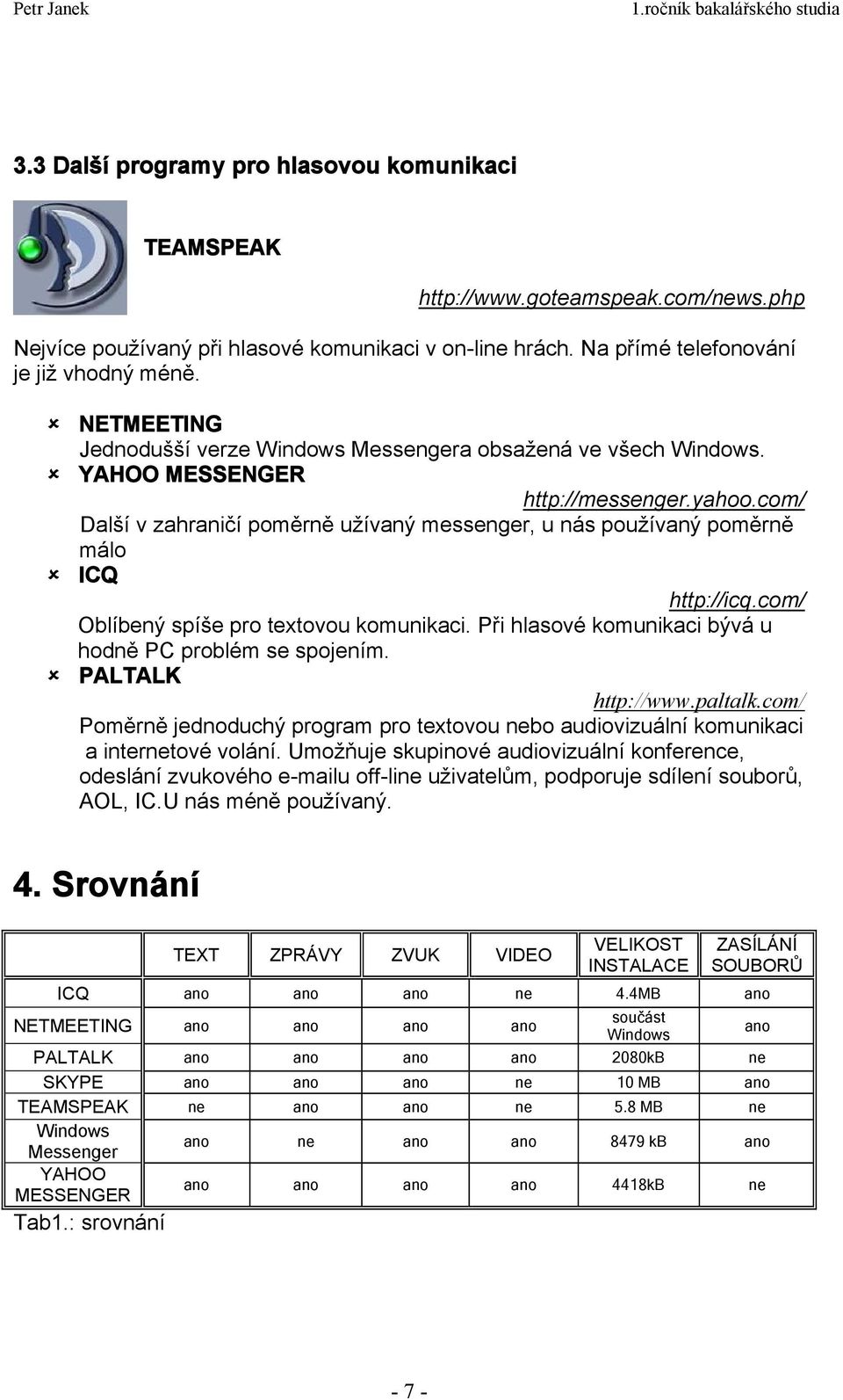 com/ Další v zahraničí poměrně užívaný messenger, u nás používaný poměrně málo ICQ http://icq.com/ Oblíbený spíše pro textovou komunikaci. Při hlasové komunikaci bývá u hodně PC problém se spojením.