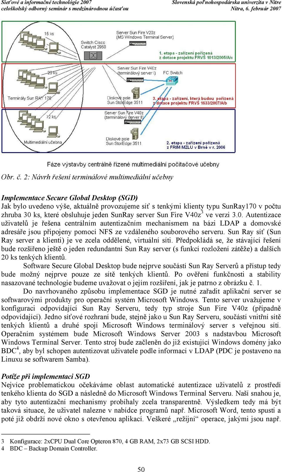 které obsluhuje jeden SunRay server Sun Fire V40z