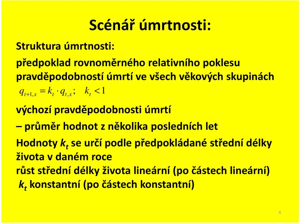 hodno z několika posledních le Hodnoy k se určí podle předpokládané sřední délky živoa v