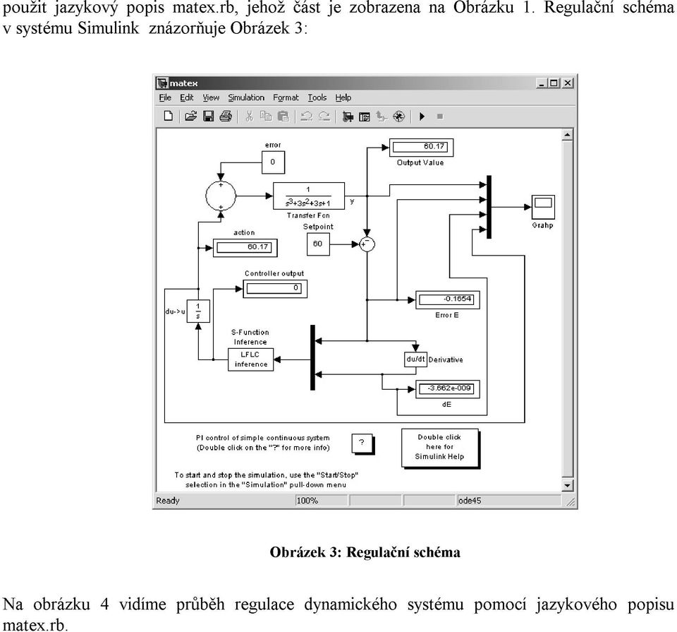 Regulační schéma v systému Simulink znázorňuje Obrázek 3: