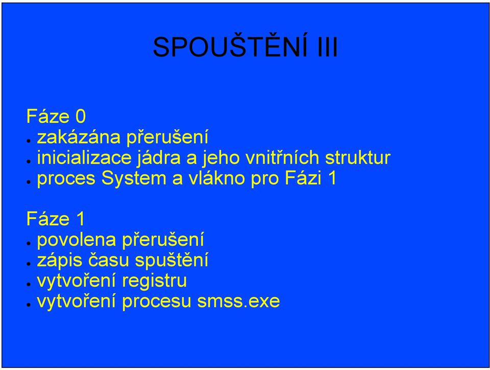 vlákno pro Fázi 1 Fáze 1 povolena přerušení zápis