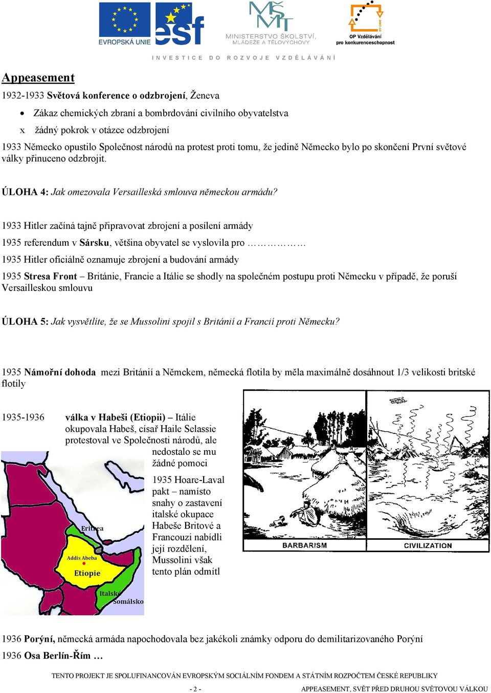 1933 Hitler začíná tajně připravovat zbrojení a posílení armády 1935 referendum v Sársku, většina obyvatel se vyslovila pro 1935 Hitler oficiálně oznamuje zbrojení a budování armády 1935 Stresa Front