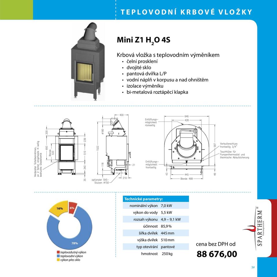 výkonu 4,9 9,1 kw účinnost 85,9 % šířka dvířek 445 mm