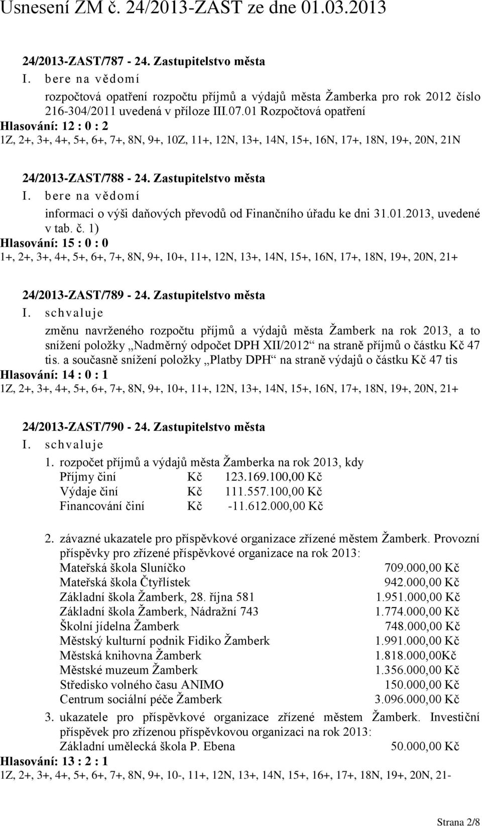 Zastupitelstvo města informaci o výši daňových převodů od Finančního úřadu ke dni 31.01.2013, uvedené v tab. č.