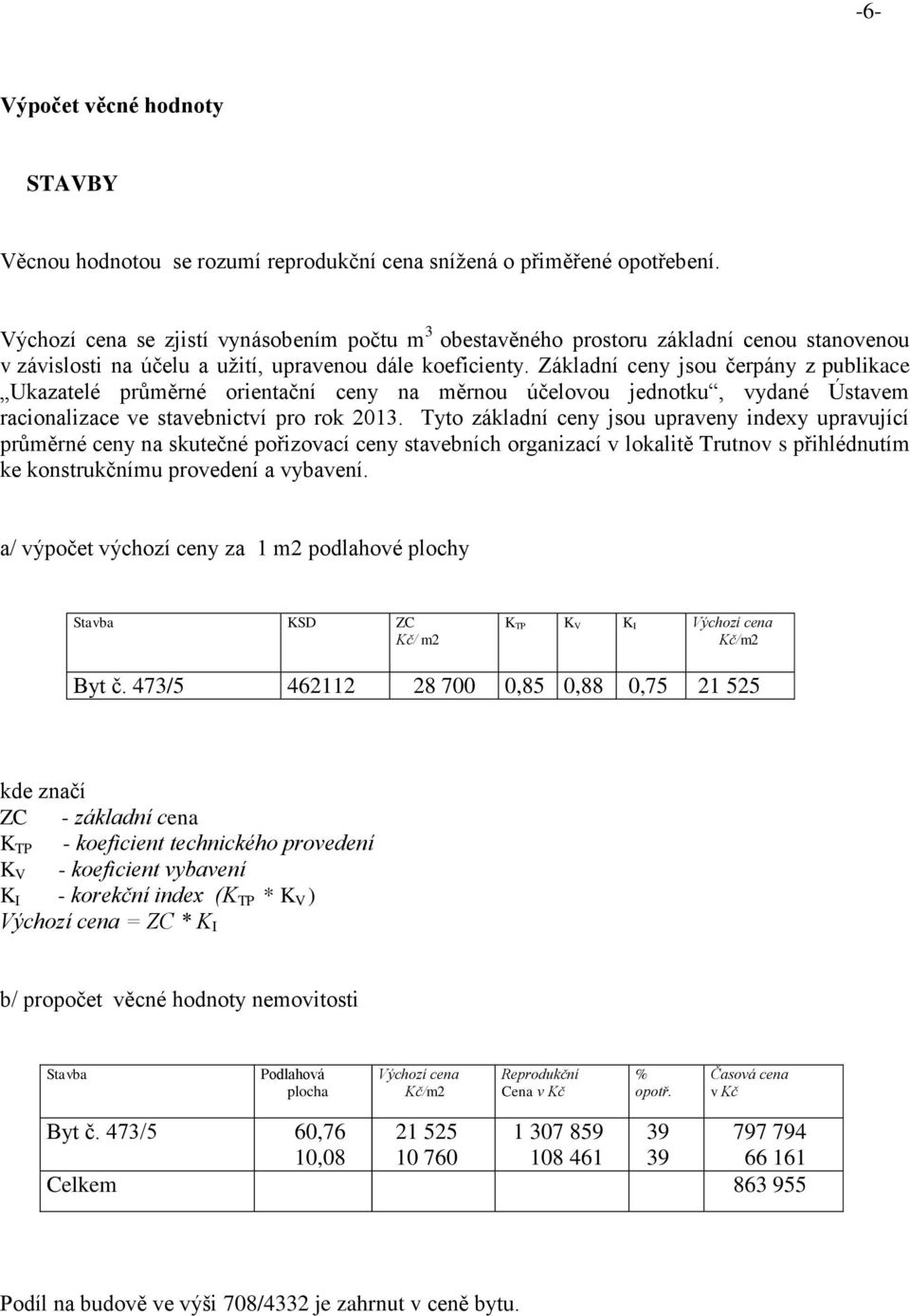 Základní ceny jsou čerpány z publikace Ukazatelé průměrné orientační ceny na měrnou účelovou jednotku, vydané Ústavem racionalizace ve stavebnictví pro rok 2013.