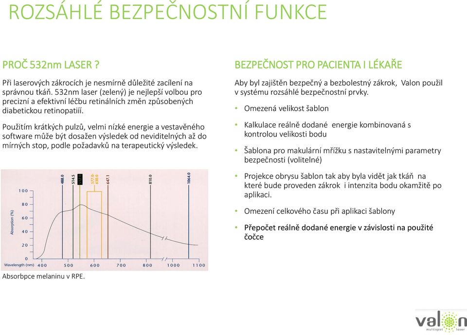 Použitím krátkých pulzů, velmi nízké energie a vestavěného software může být dosažen výsledek od neviditelných až do mírných stop, podle požadavků na terapeutický výsledek.