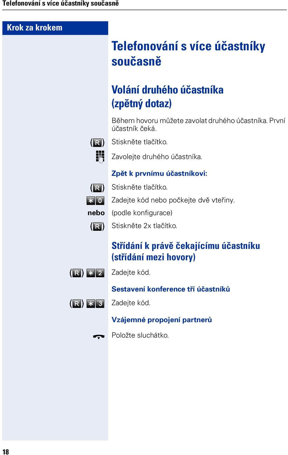 Zpět k prvímu účastíkvi: eb Stiskěte tlačítk. Zadejte kód eb pčkejte dvě vteřiy.