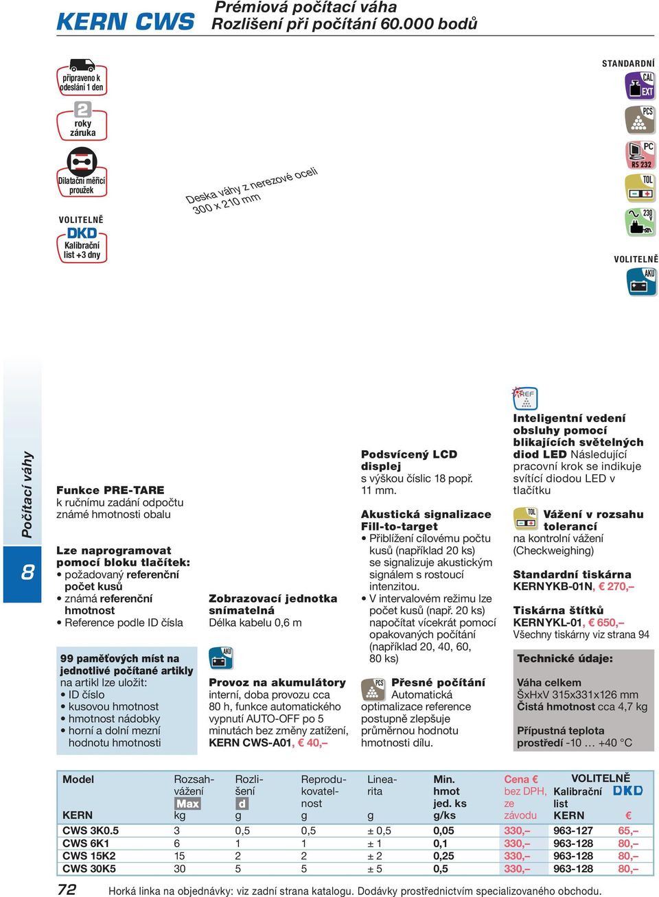známá referenční hmotnost Reference podle ID čísla 99 paměťových míst na jednotlivé počítané artikly na artikl lze uložit: ID číslo kusovou hmotnost hmotnost nádobky horní a dolní mezní hodnotu