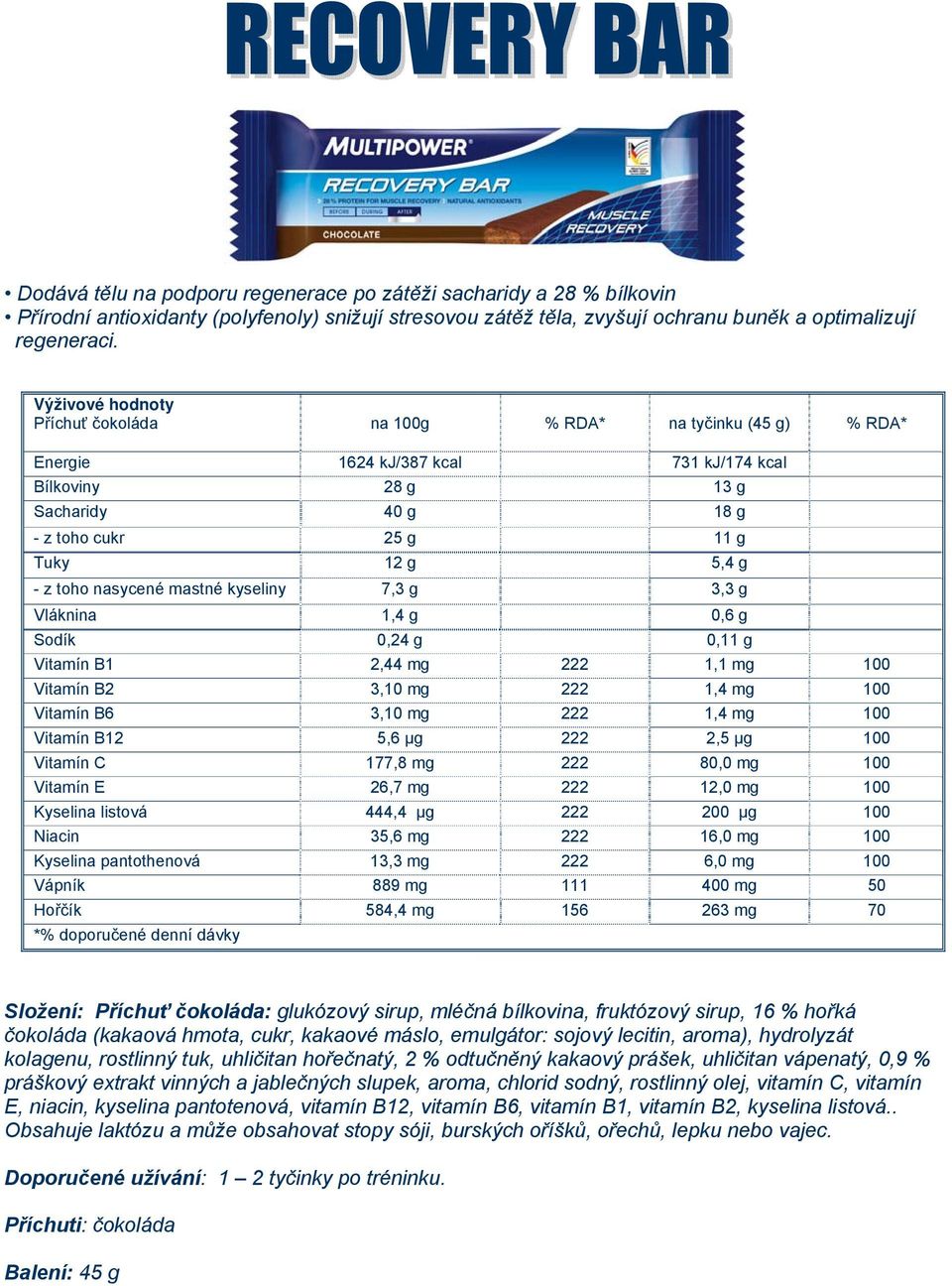 mastné kyseliny 7,3 g 3,3 g Vláknina 1,4 g 0,6 g Sodík 0,24 g 0,11 g Vitamín B1 2,44 mg 222 1,1 mg 100 Vitamín B2 3,10 mg 222 1,4 mg 100 Vitamín B6 3,10 mg 222 1,4 mg 100 Vitamín B12 5,6 μg 222 2,5