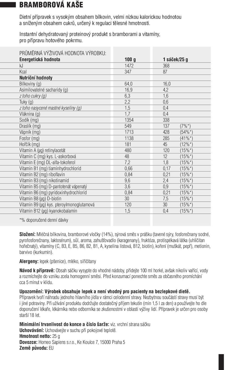 (mg) 1354 338 Draslík (mg) 549 137 (7%*) Vápník (mg) 1713 428 (54%*) Fosfor (mg) 1138 285 (41%*) Hořčík (mg) 181 45 (12%*) Vitamin E (mg) DL-alfa-tokoferol 7,2 1,8 (15%*) Vitamin B1 (mg)