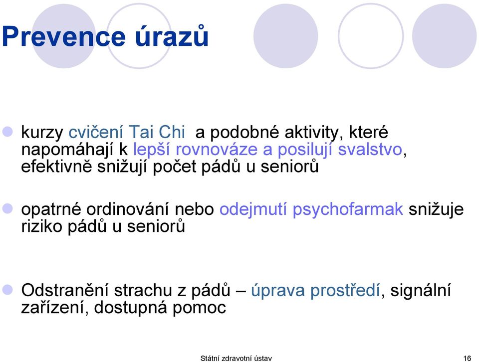 ordinování nebo odejmutí psychofarmak snižuje riziko pádů u seniorů Odstranění