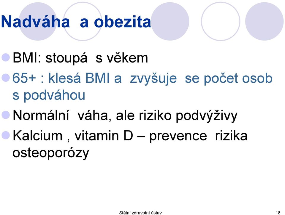 váha, ale riziko podvýživy Kalcium, vitamin D