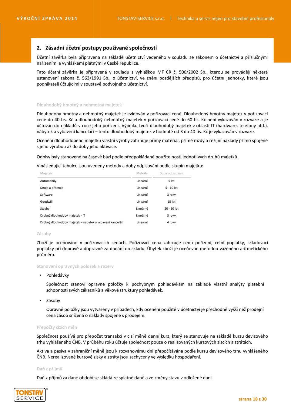 , o účetnictví, ve znění pozdějších předpisů, pro účetní jednotky, které jsou podnikateli účtujícími v soustavě podvojného účetnictví.