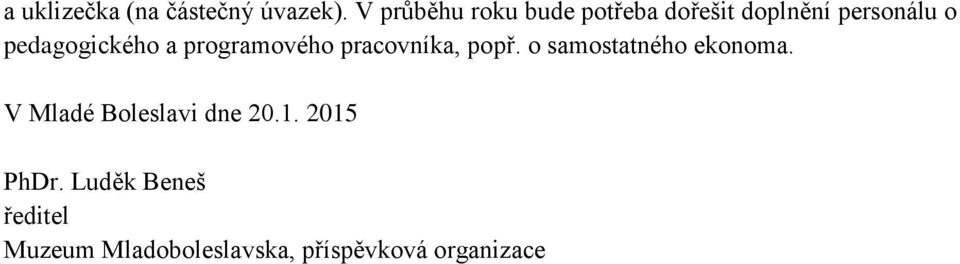 pedagogického a programového pracovníka, popř.