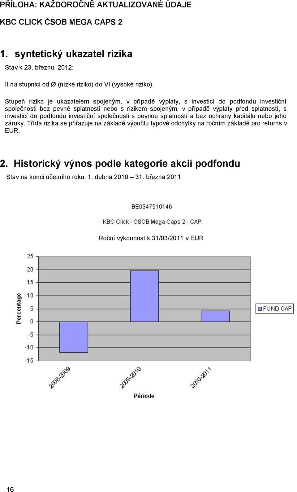 splatností, s investicí do podfondu investiční společnosti s pevnou splatností a bez ochrany kapitálu nebo jeho záruky.