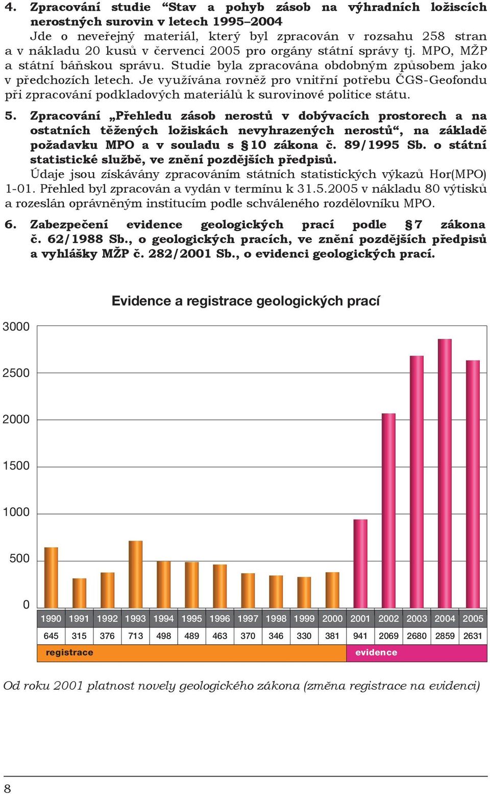 Je využívána rovněž pro vnitřní potřebu ČGS-Geofondu při zpracování podkladových materiálů k surovinové politice státu. 5.