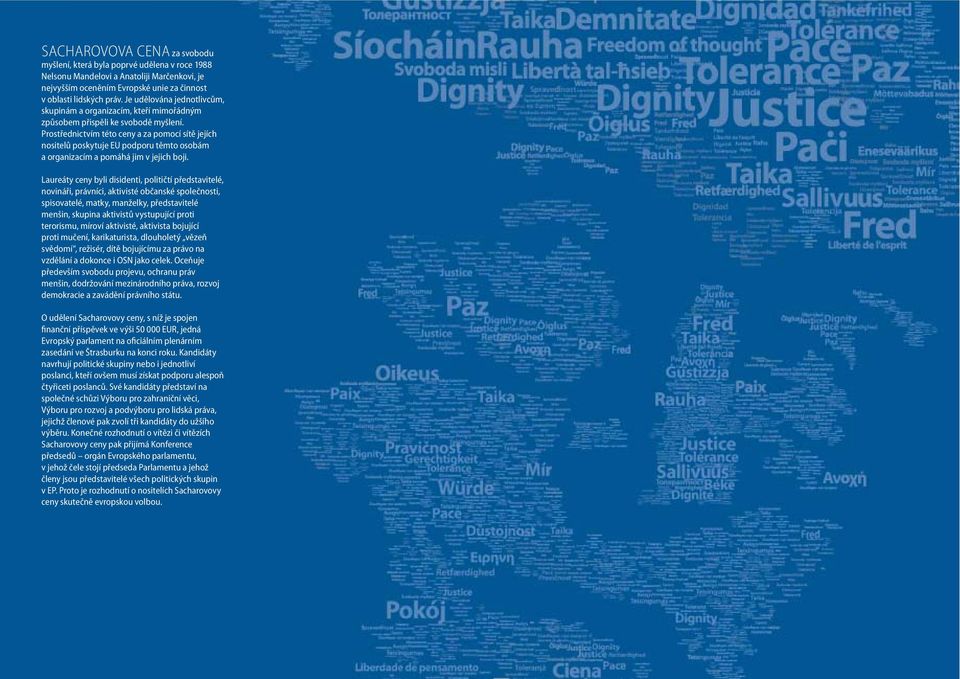 Prostřednictvím této ceny a za pomocí sítě jejích nositelů poskytuje EU podporu těmto osobám a organizacím a pomáhá jim v jejich boji.
