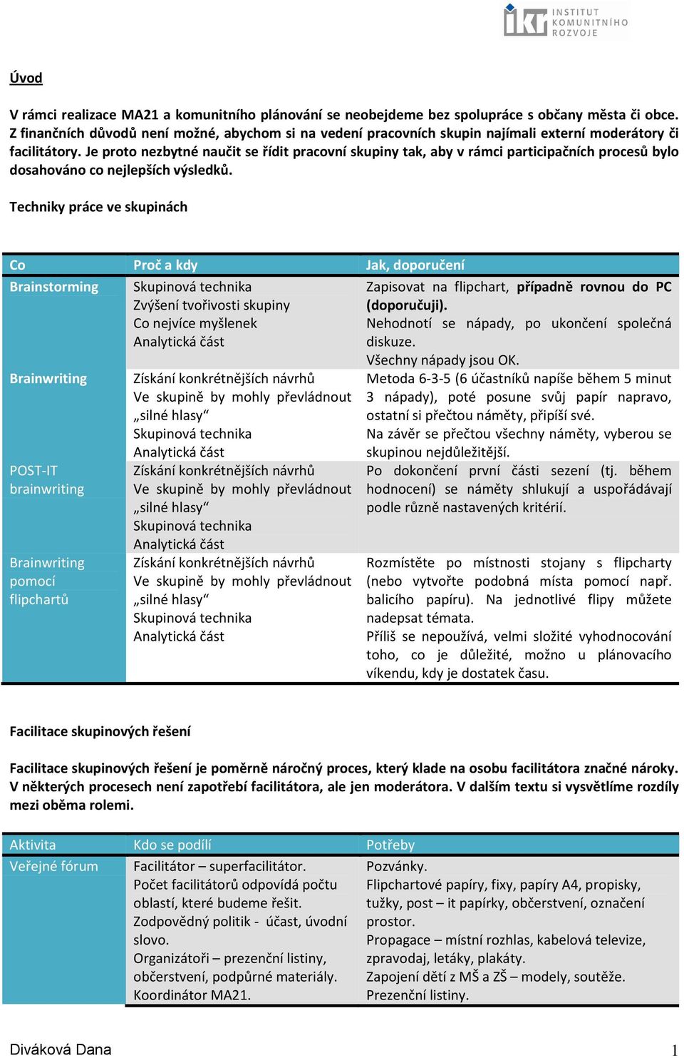 Je proto nezbytné naučit se řídit pracovní skupiny tak, aby v rámci participačních procesů bylo dosahováno co nejlepších výsledků.