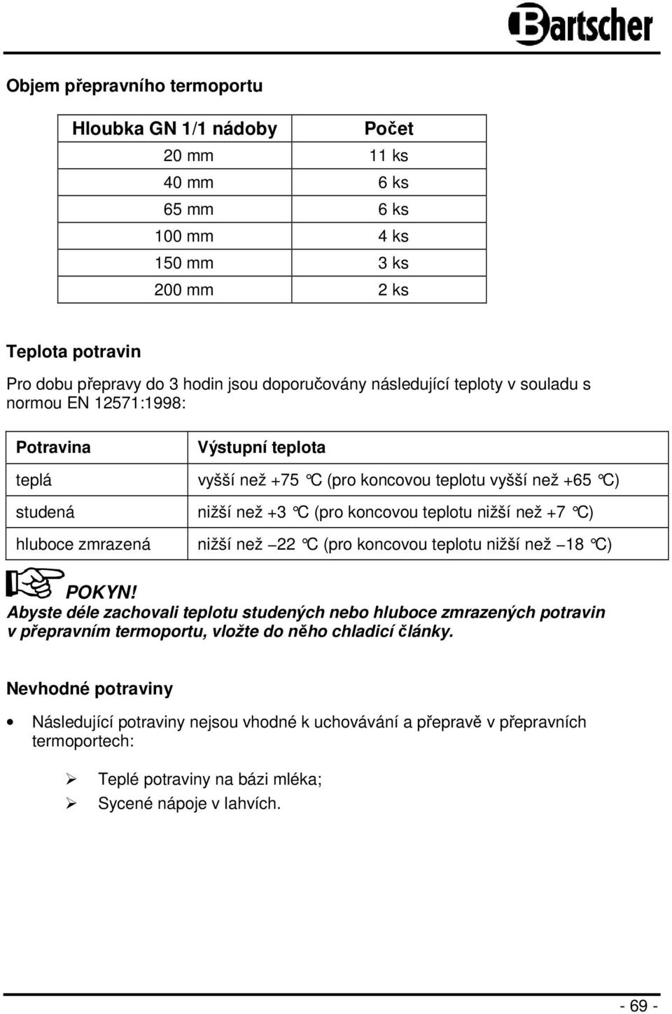 koncovou teplotu nižší než +7 C) nižší než 22 C (pro koncovou tep lotu nižší než 18 C) POKYN!