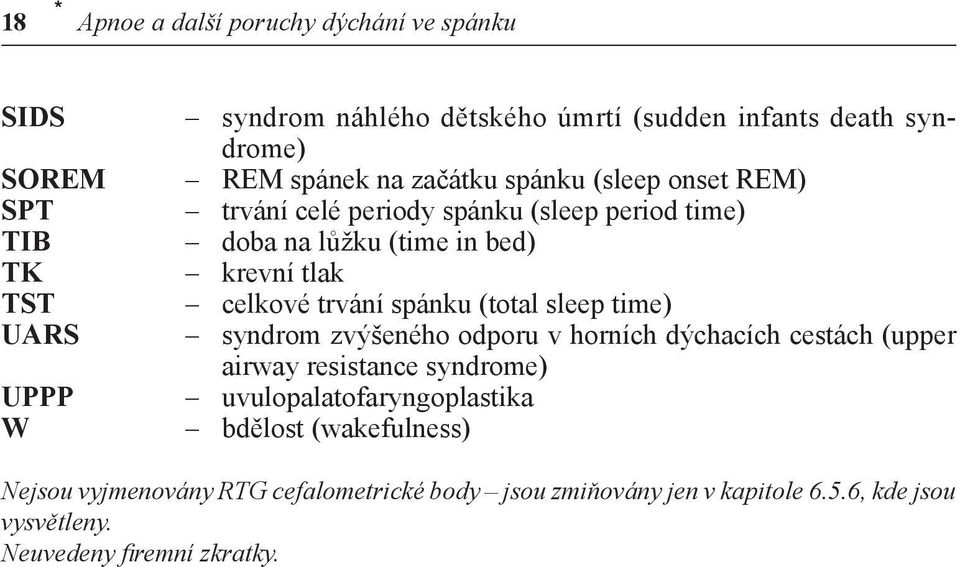 trvání spánku (total sleep time) syndrom zvýšeného odporu v horních dýchacích cestách (upper airway resistance syndrome)