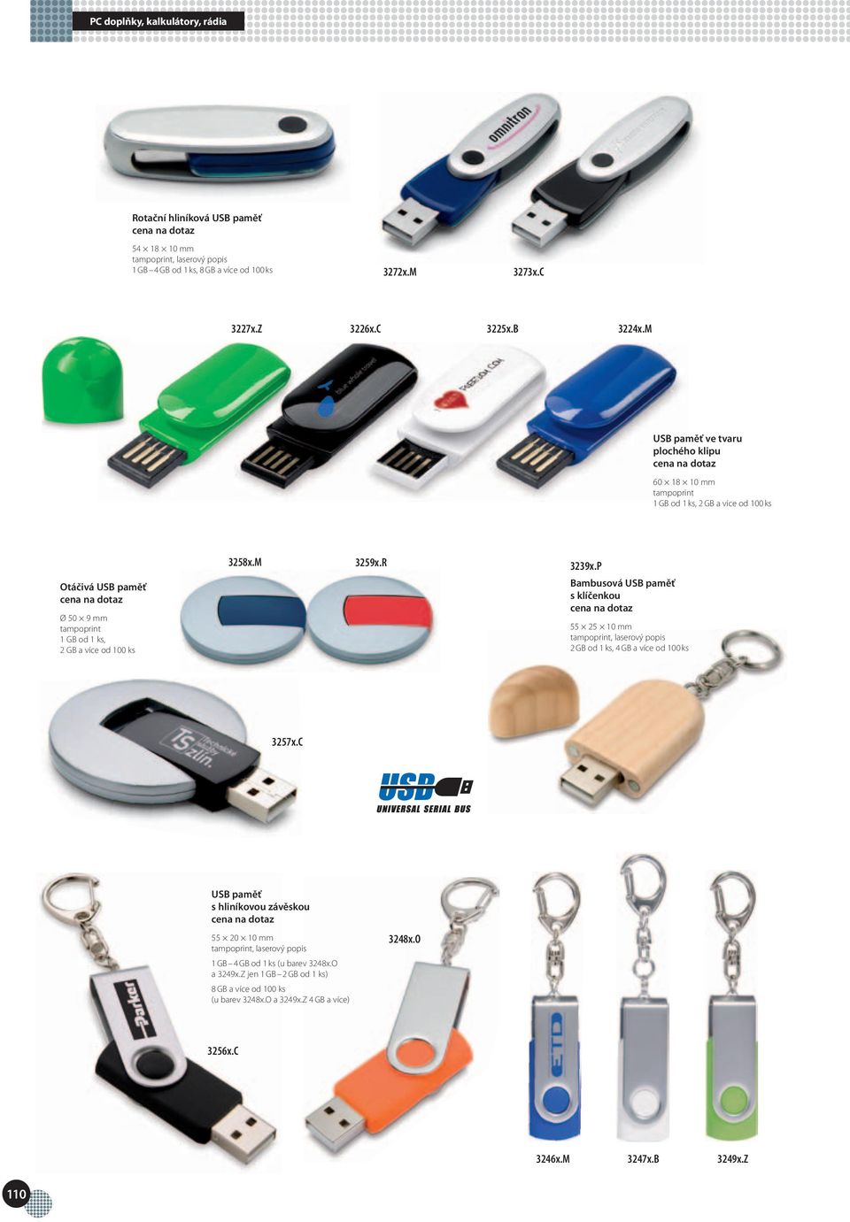 R 3239x.P Bambusová USB paměť s klíčenkou 55 25 10 mm, laserový popis 2 GB od 1 ks, 4 GB a více od 100 ks 3257x.