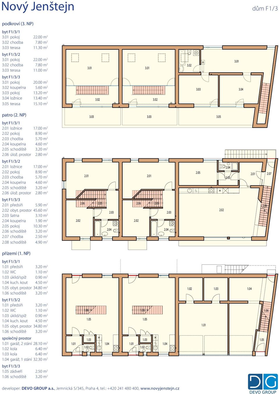 00 m 2 pokoj 8.90 m 2 chodba 5.70 m 2 koupelna 4.60 m 2 schodiště 3.20 m 2 úlož. prostor 2.80 m 2 byt F1/3/3 předsíň 5.90 m 2 obyt. prostor 45.60 m 2 šatna 3.10 m 2 koupelna 1.90 m 2 pokoj 10.