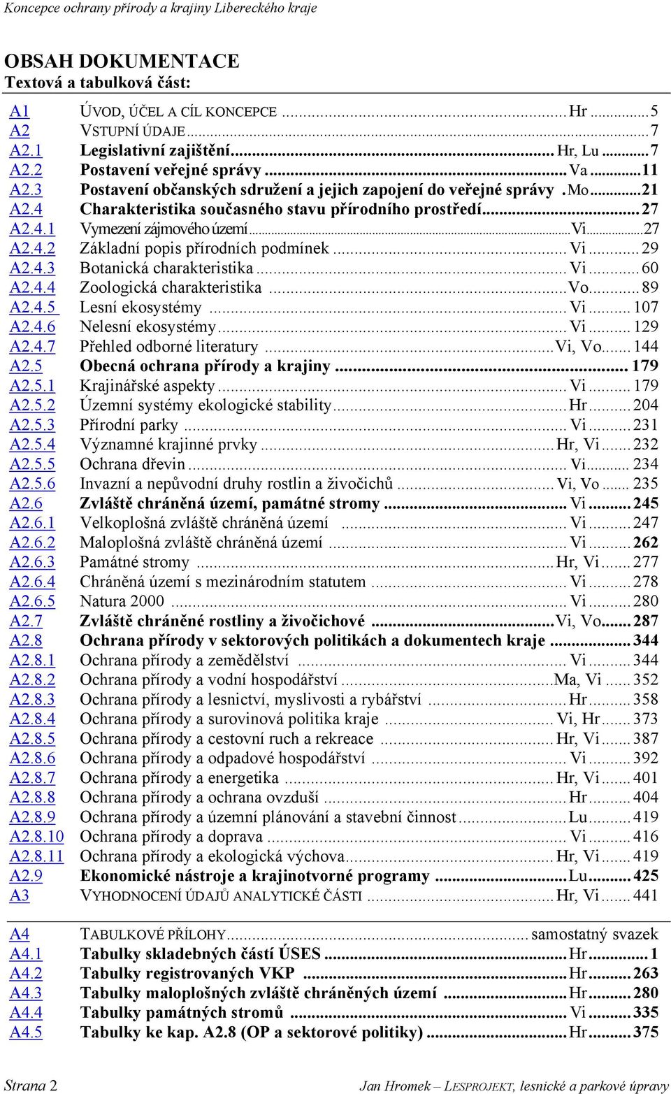 .. Vi...29 A2.4.3 Botanická charakteristika... Vi...60 A2.4.4 Zoologická charakteristika...vo...89 A2.4.5 Lesní ekosystémy... Vi...107 A2.4.6 Nelesní ekosystémy... Vi...129 A2.4.7 Přehled odborné literatury.