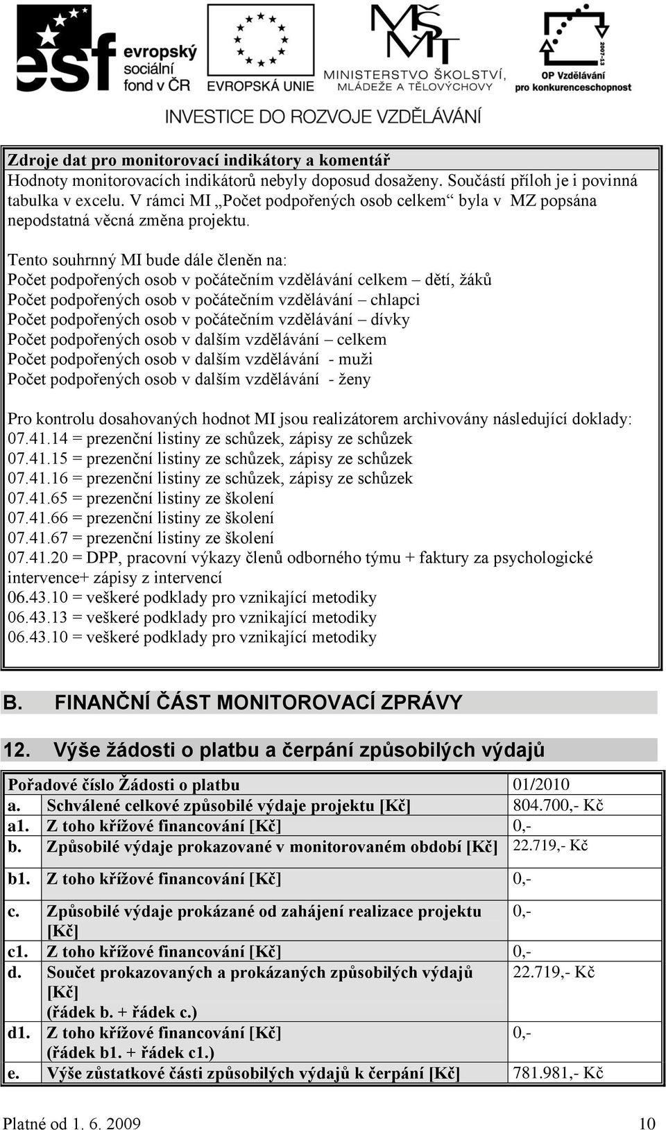 Tento souhrnný MI bude dále členěn na: Počet podpořených osob v počátečním vzdělávání celkem dětí, žáků Počet podpořených osob v počátečním vzdělávání chlapci Počet podpořených osob v počátečním